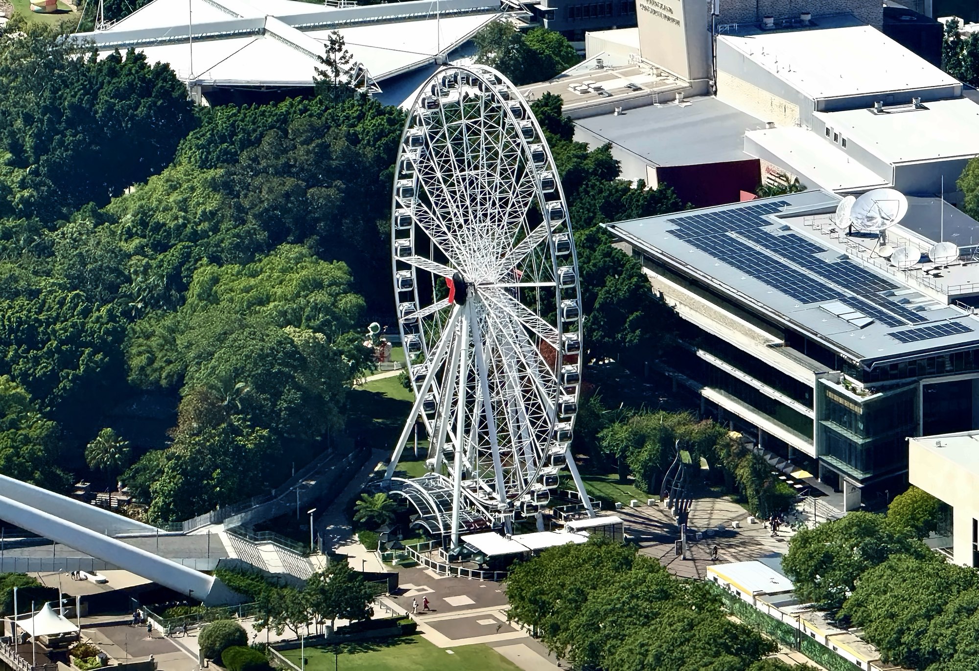 The Wheel of Brisbane at South Bank, seen from above